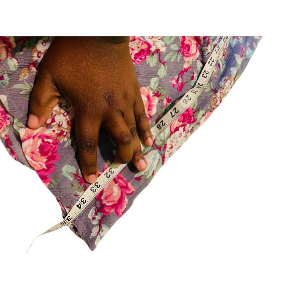 Umgee USA Pink Purple Floral Trapeze Mini Dress 3/4 Sleeve Relaxed Hippie XL - Picture 4 of 8